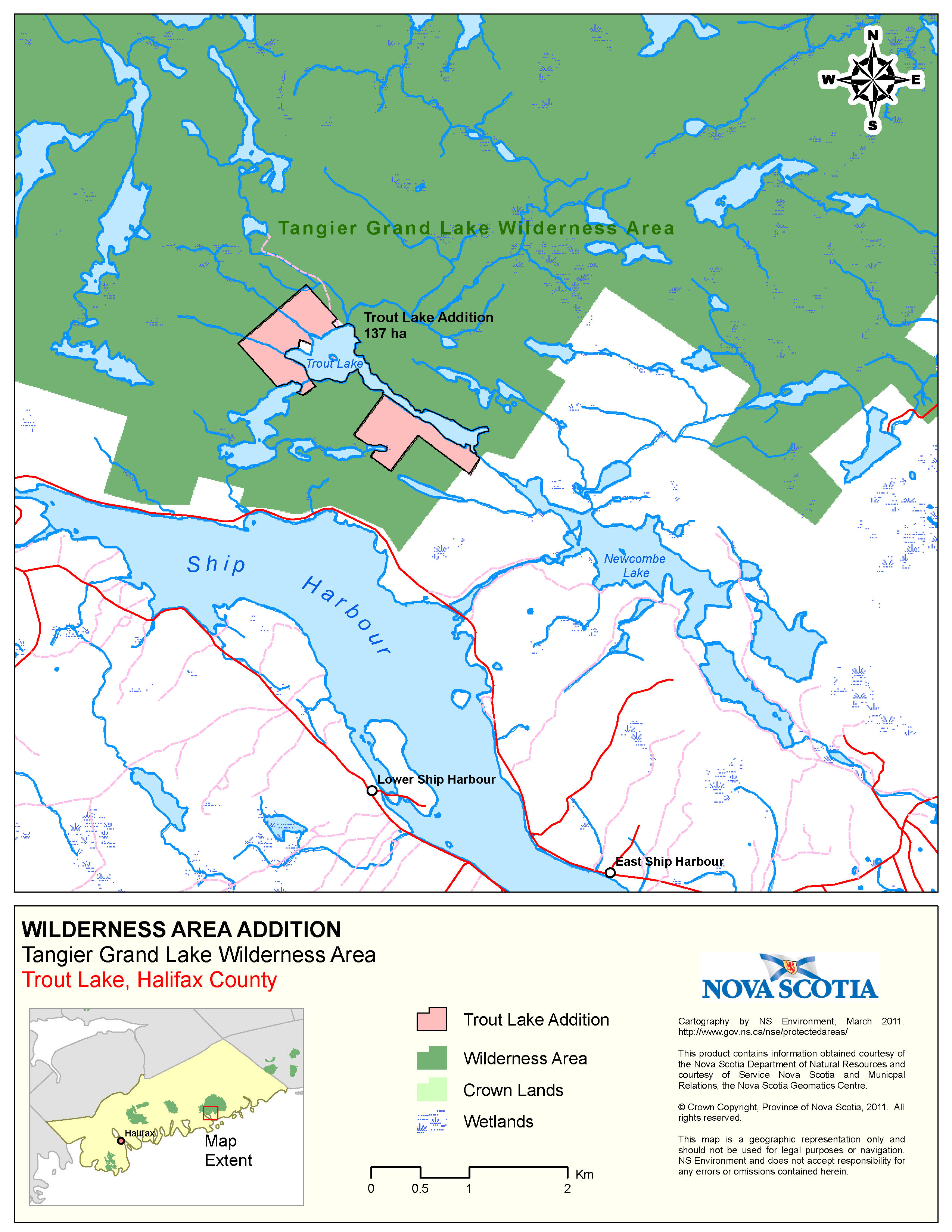 Approximate Boundaries of Crown Land at Trout Lake, Halifax County